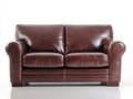 Canapé 2 places - Cuir - 160x90x87 cm - Brun acajou - Style classique