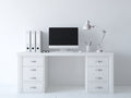 Bureau - panneau dérivé du bois-métal - 150 x 60 x 75 cm - blanc - style moderne