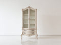 Vitrine - Bois-Verre - 88x43x187 cm - Blanc ivoire-Transparent - Style baroque