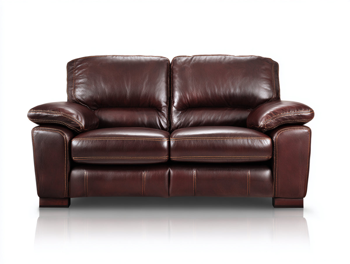 Canapé 2 places - Cuir - 168x91x90 cm - Brun chocolat - Style classique