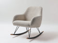 Fauteuil à bascule - tissu bouclé-métal-bois - 82x75x92 cm - beige clair-noir-bois naturel - contemporain