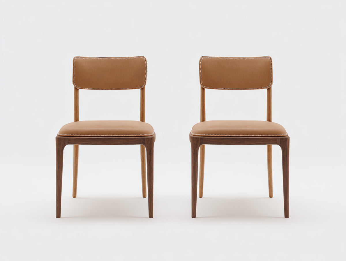 Chaise de salle à manger - Similicuir-bois - 48 x 53 x 82 cm - Camel-brun - Style rétro