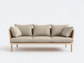 Canapé 3 places - Tissu tissé-Bois - 214x91x81 cm - Beige naturel-Bois clair - Style scandinave