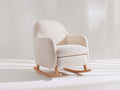 Fauteuil à bascule - tissu bouclé-bois - 80x77x89 cm - crème-bois naturel - scandinave