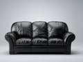 Canapé 3 places - Cuir - 213x96x91 cm - Noir - Style classique