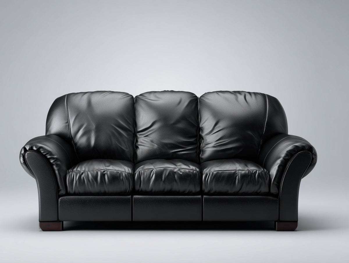 Canapé 3 places - Cuir - 213x96x91 cm - Noir - Style classique