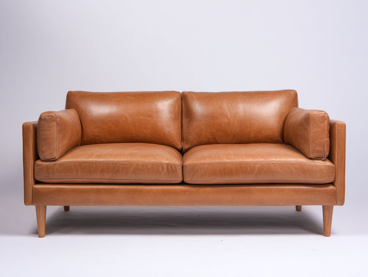 Canapé 2 places - Cuir - 170x88x82 cm - Camel - Style moderne