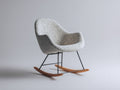 Fauteuil à bascule - tissu bouclé-métal-bois - 83x73x88 cm - gris clair-noir-bois naturel - contemporain