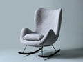Fauteuil à bascule - tissu bouclé-métal-bois - 85x77x104 cm - gris clair-noir - moderne