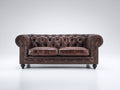Canapé 2 places - Cuir - 172x88x78 cm - Brun foncé - Style Chesterfield