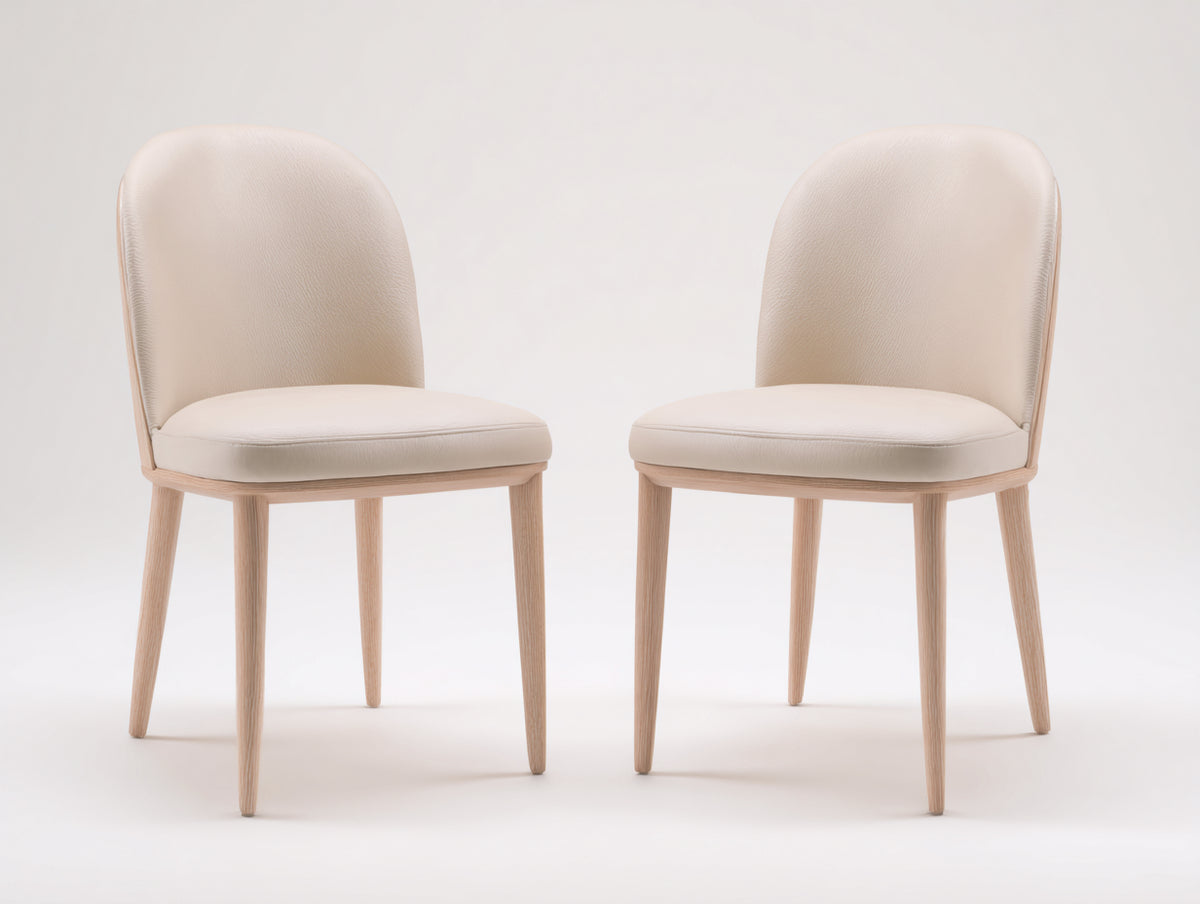 Chaise de salle à manger - Similicuir-bois - 49 x 55 x 84 cm - Beige clair-bois clair - Style minimaliste