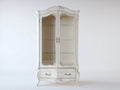Vitrine - Bois-Verre - 94x45x186 cm - Blanc ivoire-Transparent - Style classique ornemental