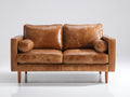 Canapé 2 places - Cuir - 162x84x82 cm - Camel - Style vintage