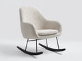 Fauteuil à bascule - tissu bouclé-métal-bois - 84x76x90 cm - crème-noir-bois naturel - contemporain
