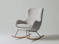 Fauteuil à bascule - tissu bouclé-métal-bois - 84x76x102 cm - beige clair-noir-bois naturel - contemporain