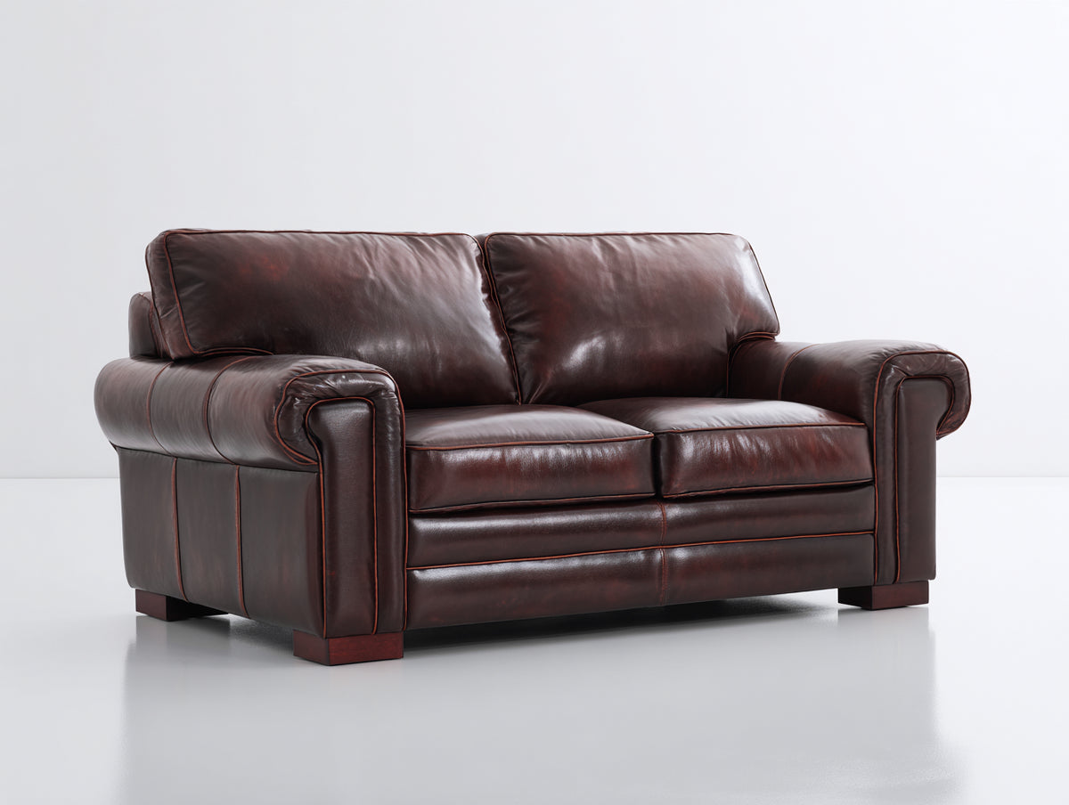 Canapé 2 places - Cuir - 171x94x86 cm - Brun espresso - Style traditionnel