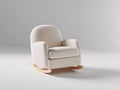 Fauteuil à bascule - tissu bouclé-bois - 79x76x88 cm - crème-bois naturel - moderne