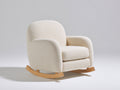 Fauteuil à bascule - tissu bouclé-bois - 81x78x91 cm - crème-bois naturel - moderne