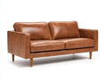 Canapé 2 places - Cuir - 164x85x80 cm - Brun cognac - Style moderne