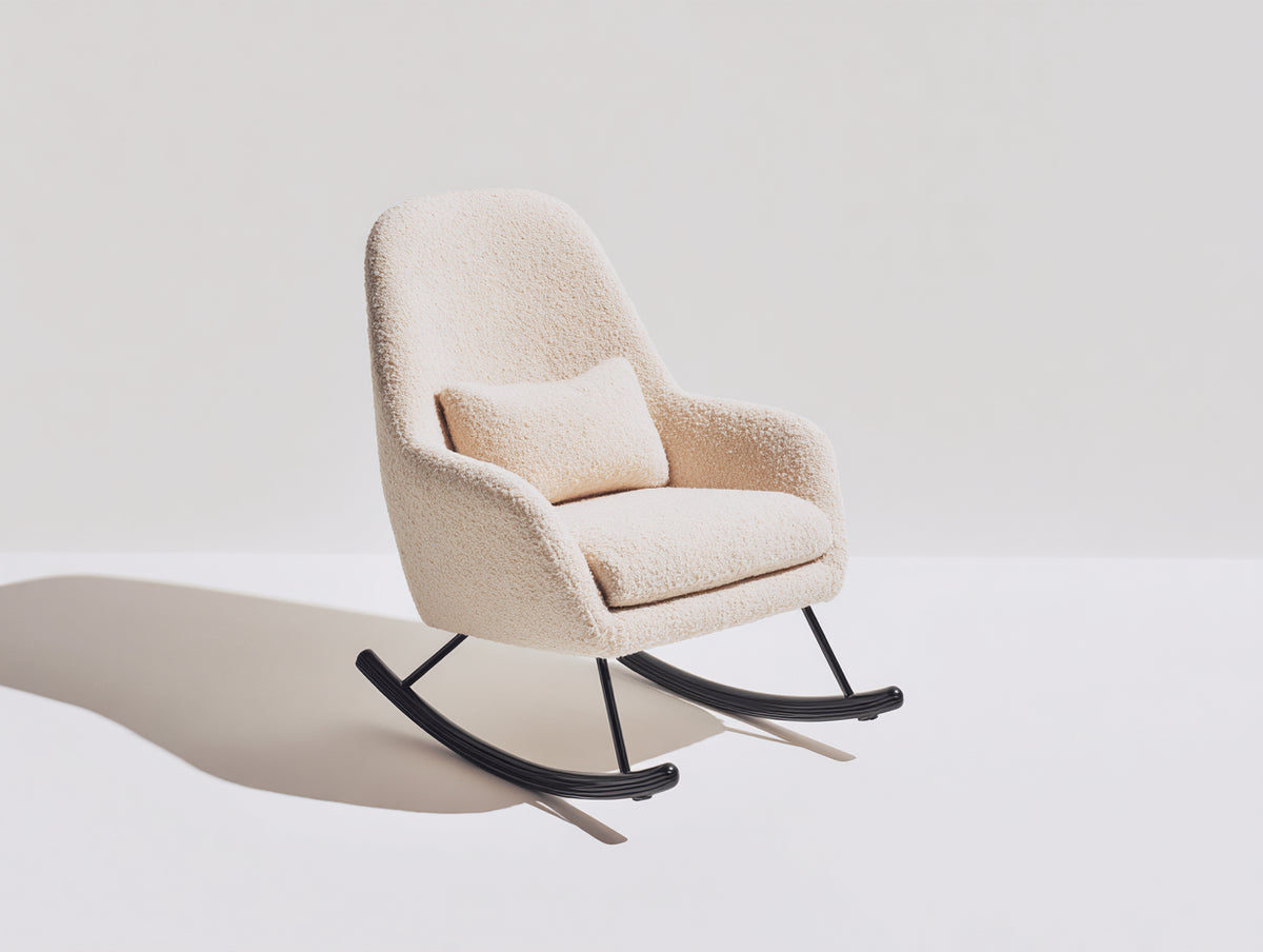Fauteuil à bascule - tissu bouclé-métal - 78x75x98 cm - écru - moderne