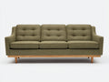 Canapé 3 places - Tissu tissé-Bois - 207x87x84 cm - Kaki olive-Bois clair - Style rétro moderne