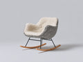 Fauteuil à bascule - tissu bouclé-métal-bois - 82x74x86 cm - crème-gris-noir-bois naturel - contemporain